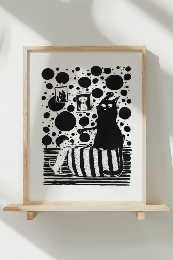 Black cat gets a puppy